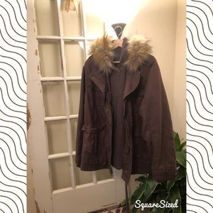 Lane Bryant Faux Fur Trimmed Hooded Jacket